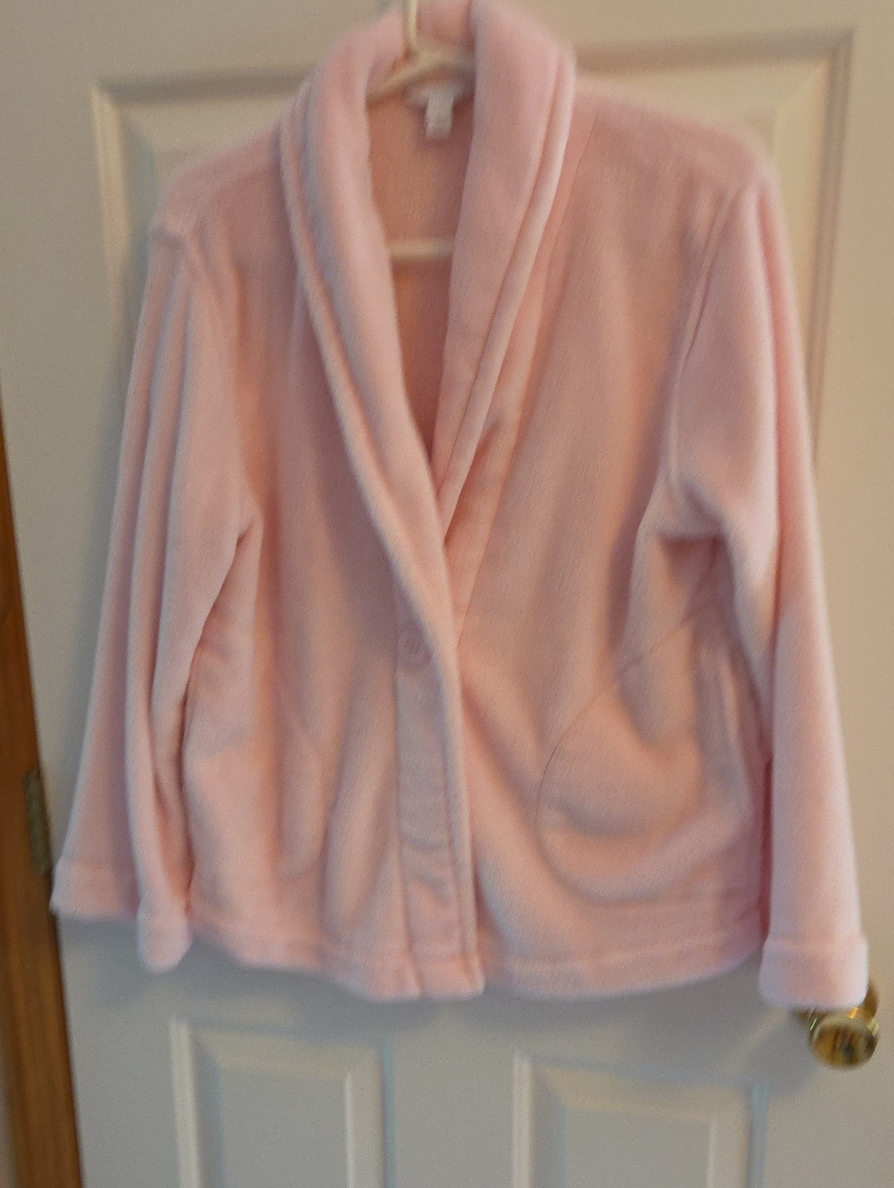 Xharter Club Soft Pink Plush Shawl Collar Fleece Half Robe Sz L